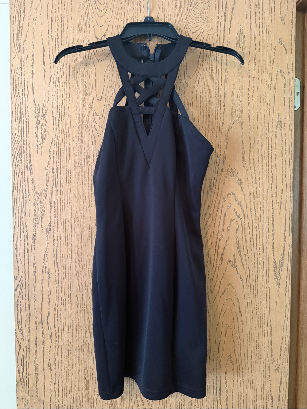 Forever 21 Black Strappy Halter Dress